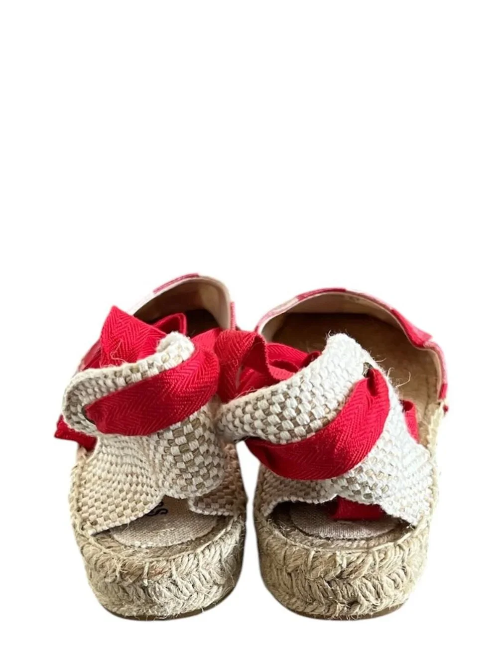 Soludos Red & White Gingham Lace Ankle Espadrilles Size 11